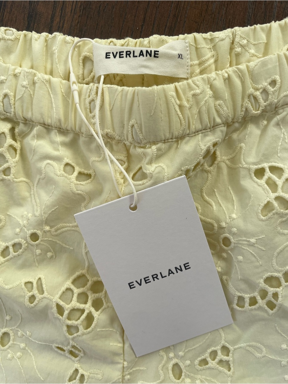Everlane Eyelet Camp Shirt + Eyelet Pull-On Shorts Set | Light Yellow / XL / NWT - Picture 14 of 16